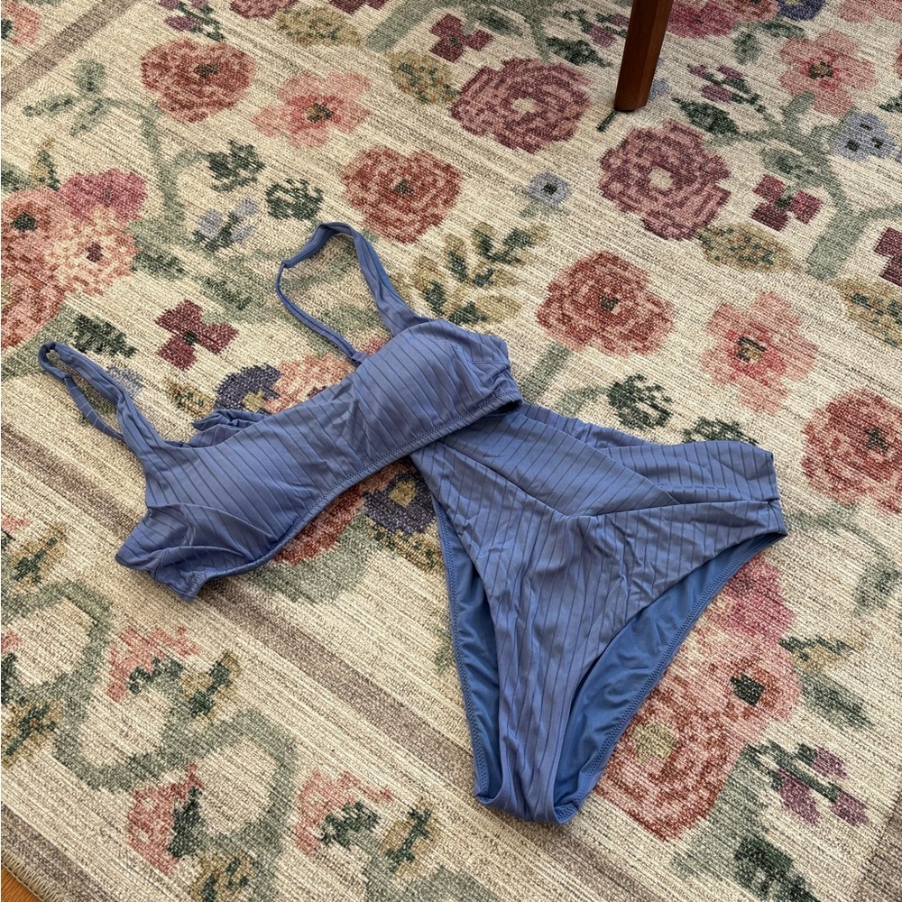 Aerie Medium Light Purple Ribbed Bikini Set